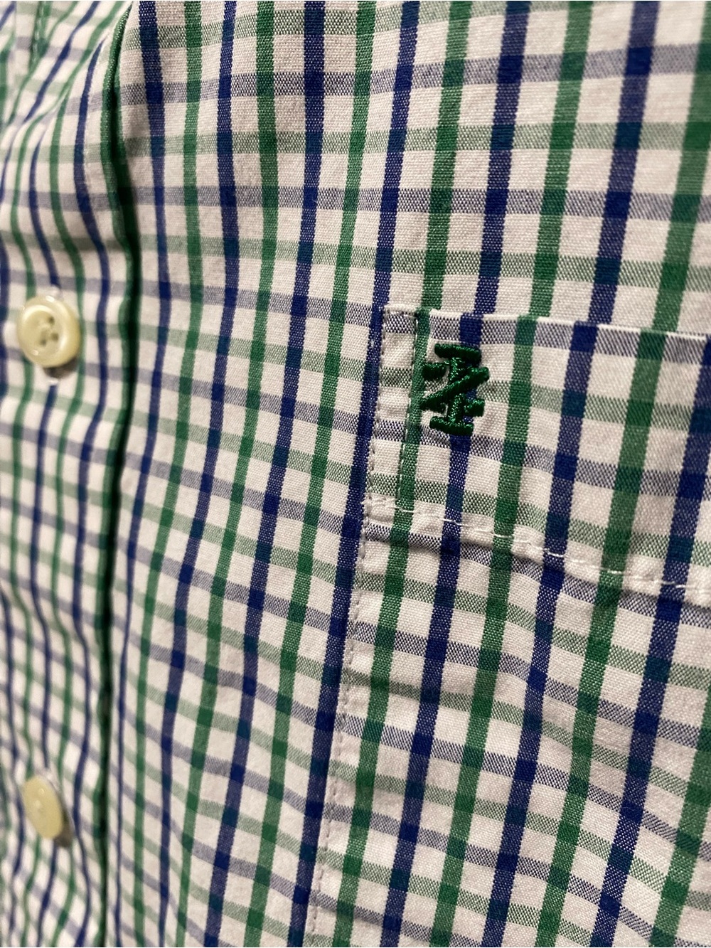 Izod Green and Blue Plaid Button-Down Shirt